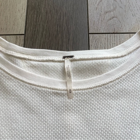 Free People Women's Cream Long Sleeve Top with Patterned Cuffs - Picture 2 of 4